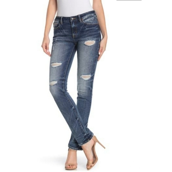 ROCK Revival Mid Rise Straight Leg Denim Jeans 24